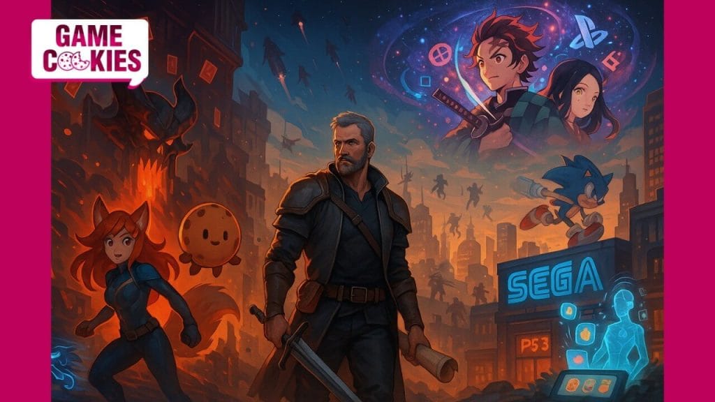 Game Cookies newsletter artwork on leadership shakeups, anime adaptations, and the future of Helldivers