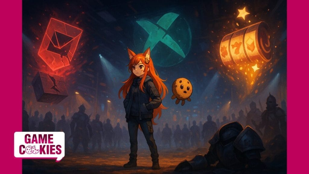 Game Cookies newsletter artwork on Acclaim’s comeback, Ubisoft’s court battles, and Roblox platform controversies