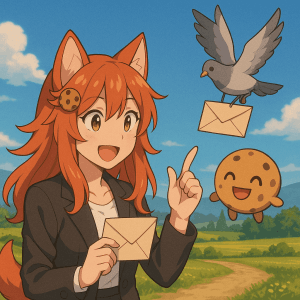 Kiki & Chip delivering cookies