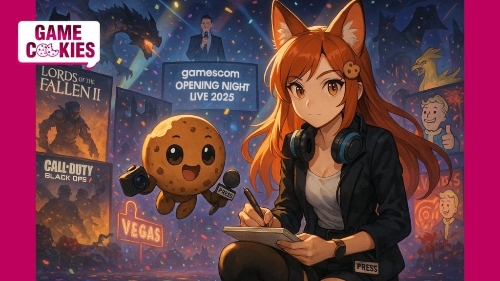 Game Cookies special coverage artwork of Gamescom Opening Night Live 2025 announcements and reveals