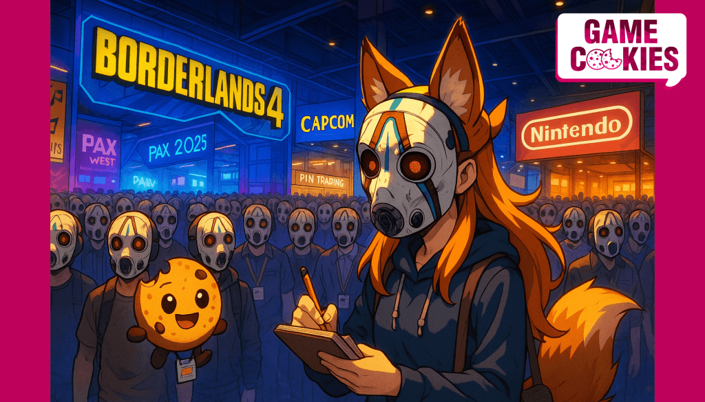 Game Cookies newsletter artwork covering PAX West 2025 lines, layouts, and convention experience