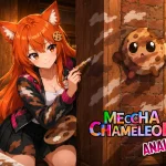 Kiki paints Chip to blend into a brick wall inside a cozy wooden hide-and-seek room inspired by MECCHA CHAMELEON.
