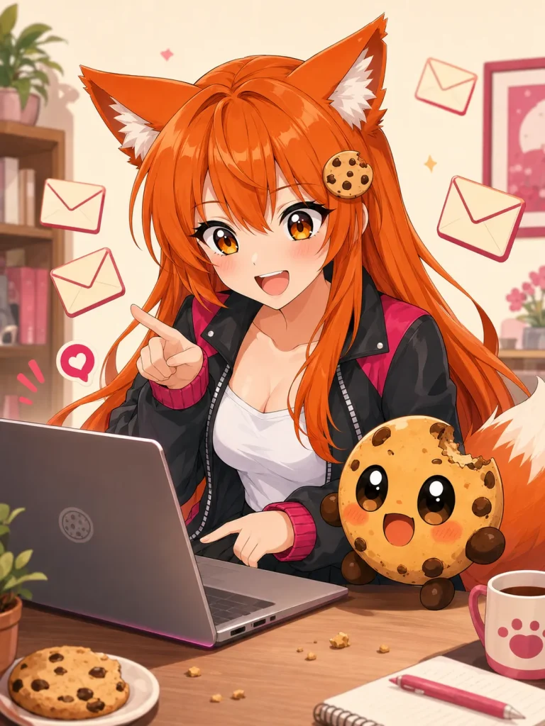 Kiki and Chip happily reading received messages together on a laptop.